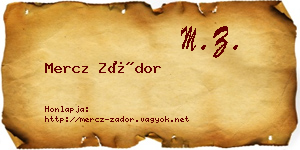 Mercz Zádor névjegykártya